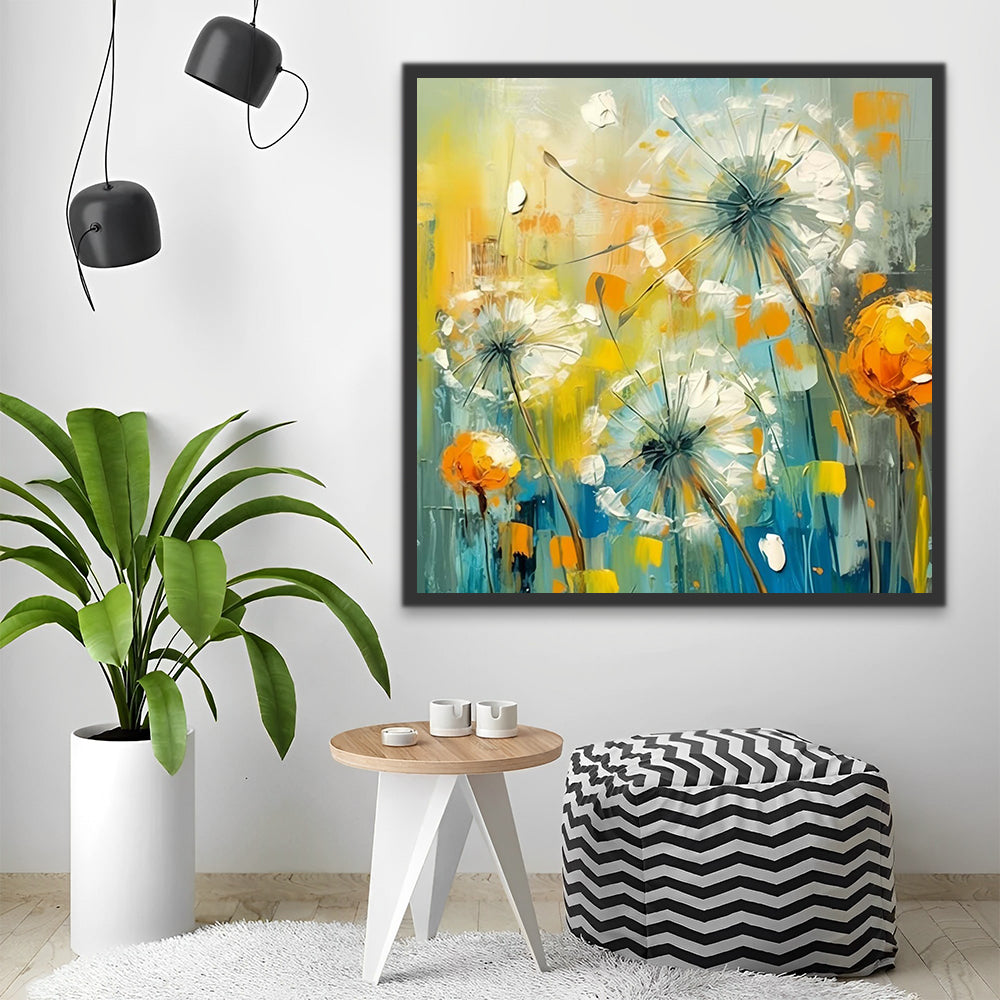 Dandelion in Oil Painting Style Paint by Numbers