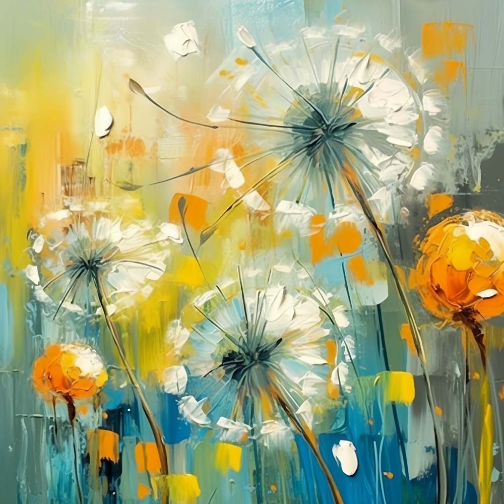 Dandelion in Oil Painting Style Paint by Numbers