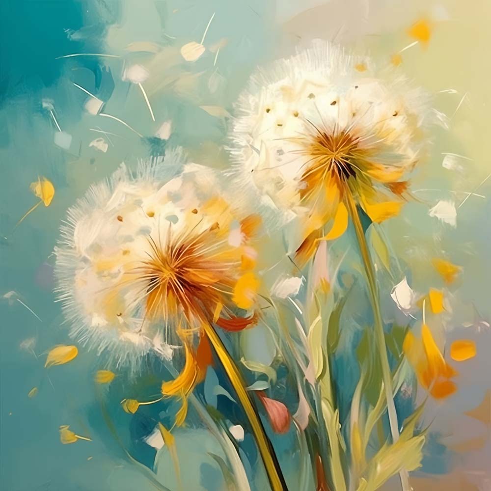 Dandelion in Oil Painting Style Paint by Numbers