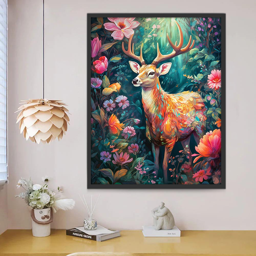 Deer among Flowers Paint by Numbers