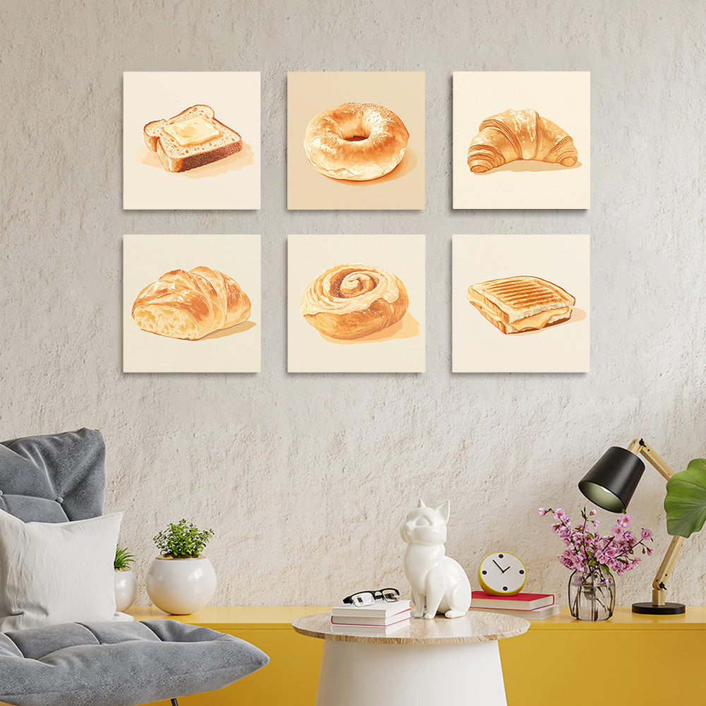 Delicious Bread 6 Pieces Mini Paint by Numbers