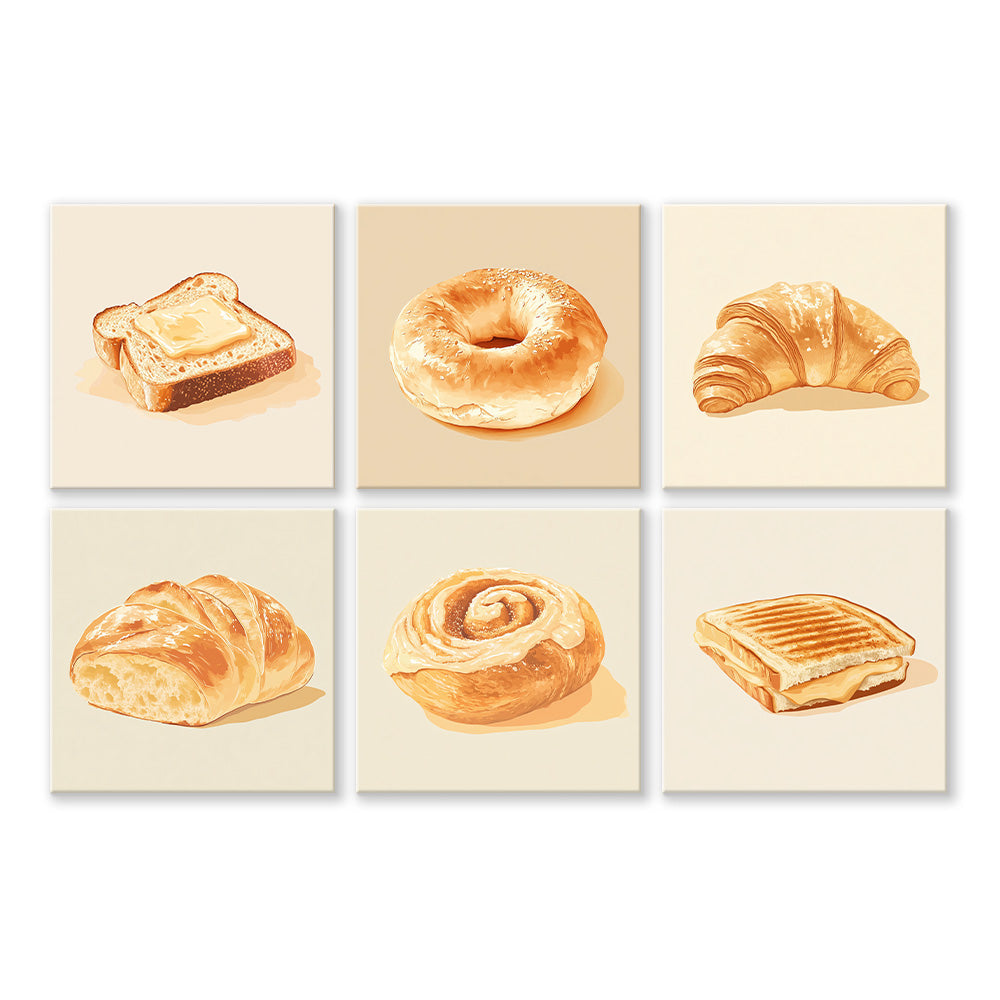 Delicious Bread 6 Pieces Mini Paint by Numbers