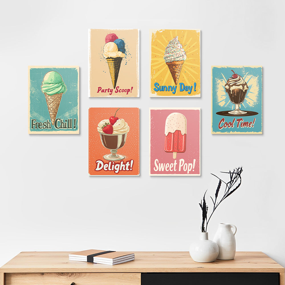 Delicious Cones and Popsicles 6 Pieces Mini Paint by Numbers