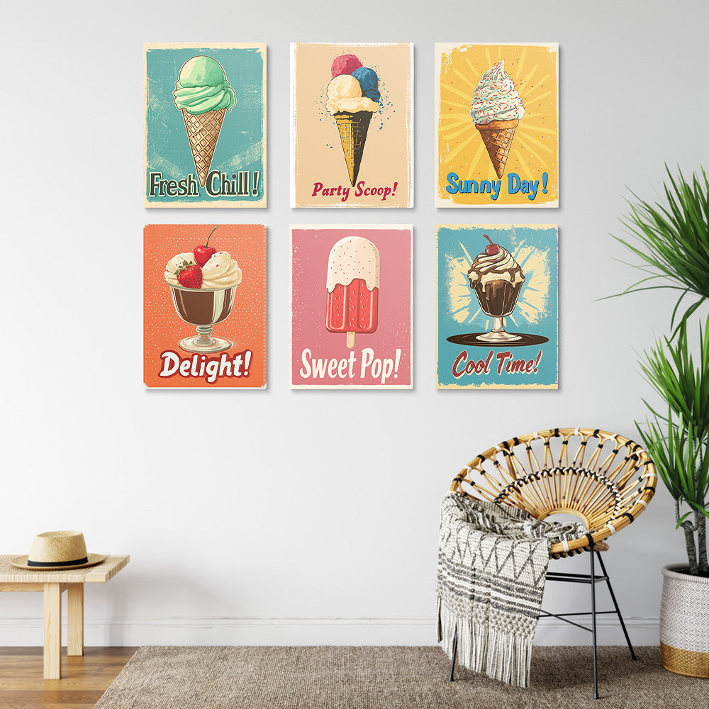 Delicious Cones and Popsicles 6 Pieces Mini Paint by Numbers