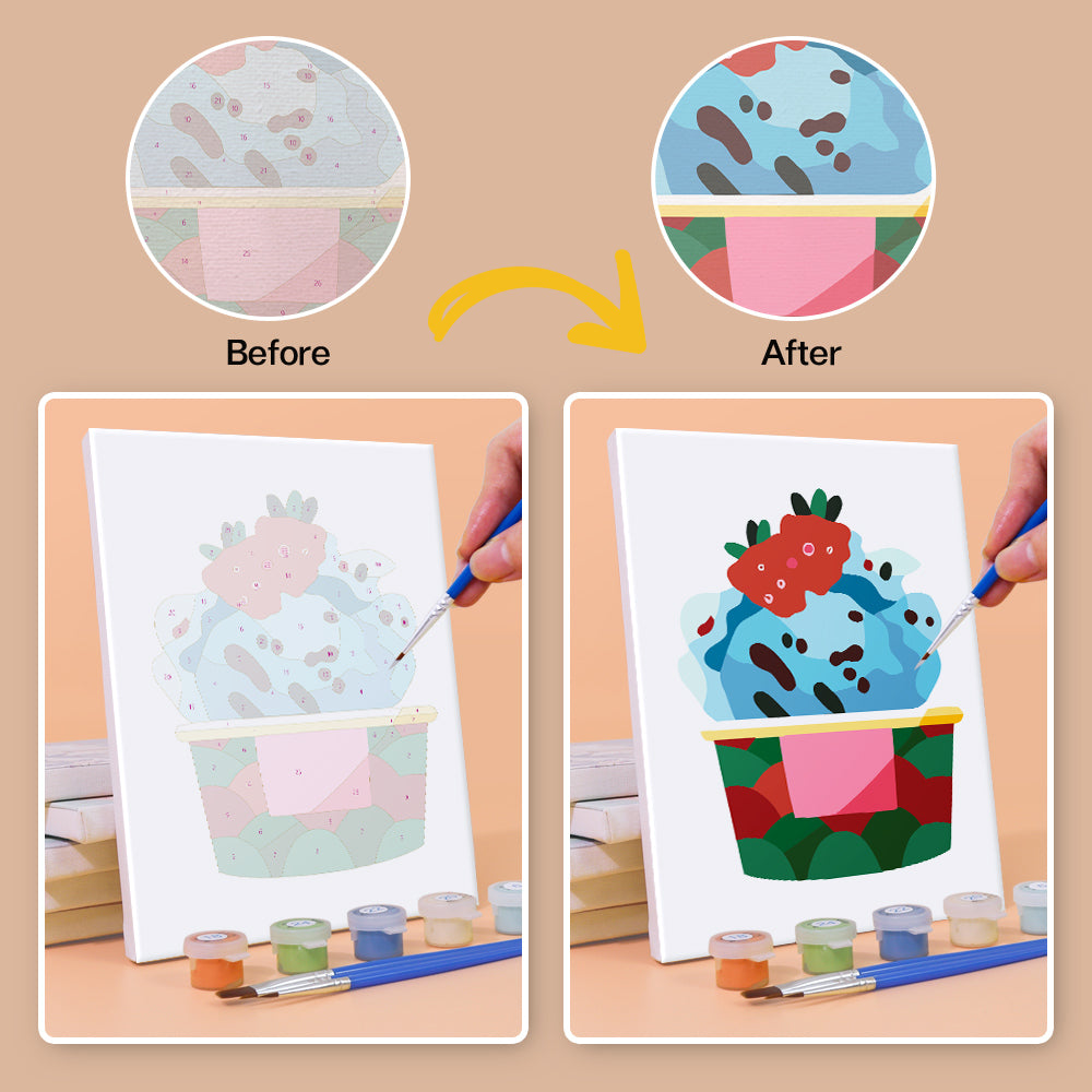 Delicious Ice Cream Balls 6 Pieces Mini Paint by Numbers