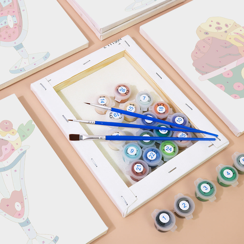 Delicious Ice Cream Balls 6 Pieces Mini Paint by Numbers