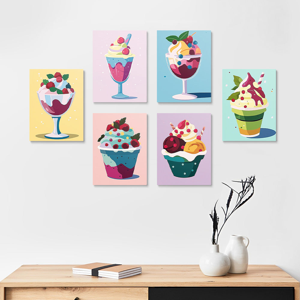 Delicious Ice Creams 6 Pieces Mini Paint by Numbers