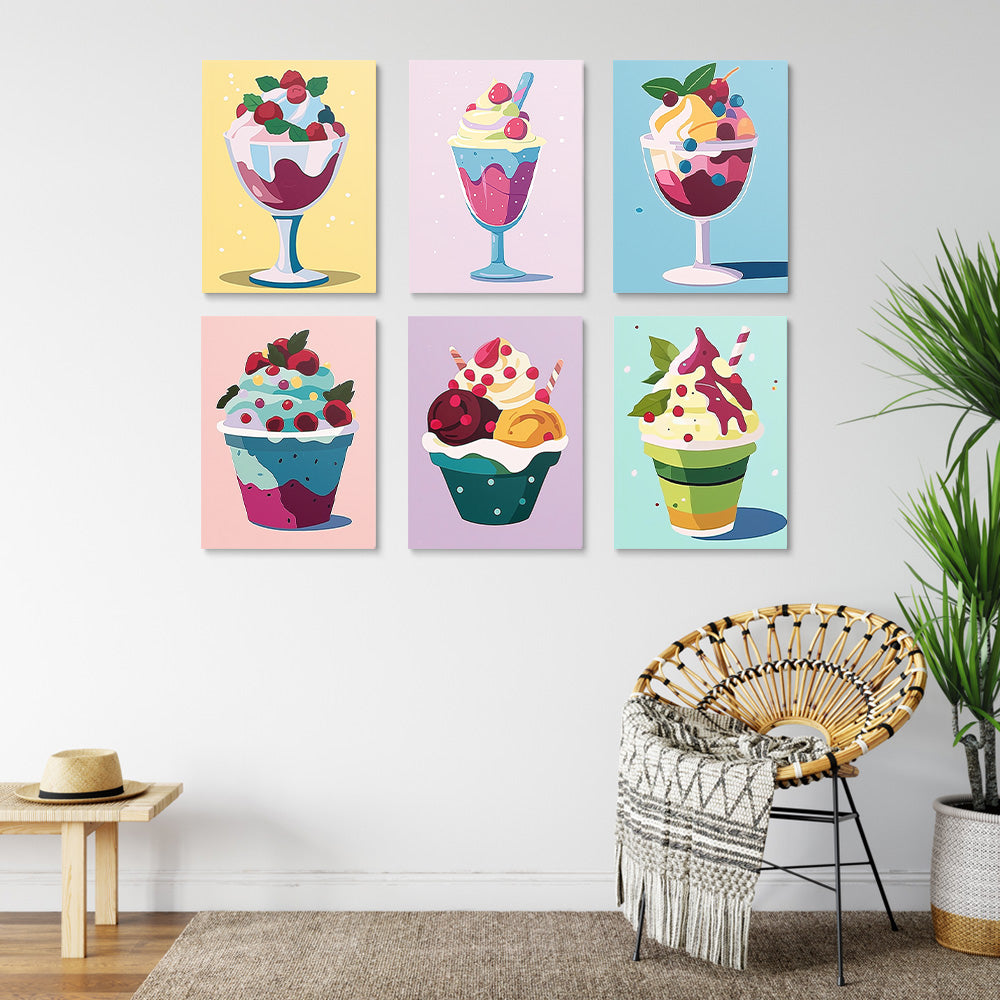 Delicious Ice Creams 6 Pieces Mini Paint by Numbers
