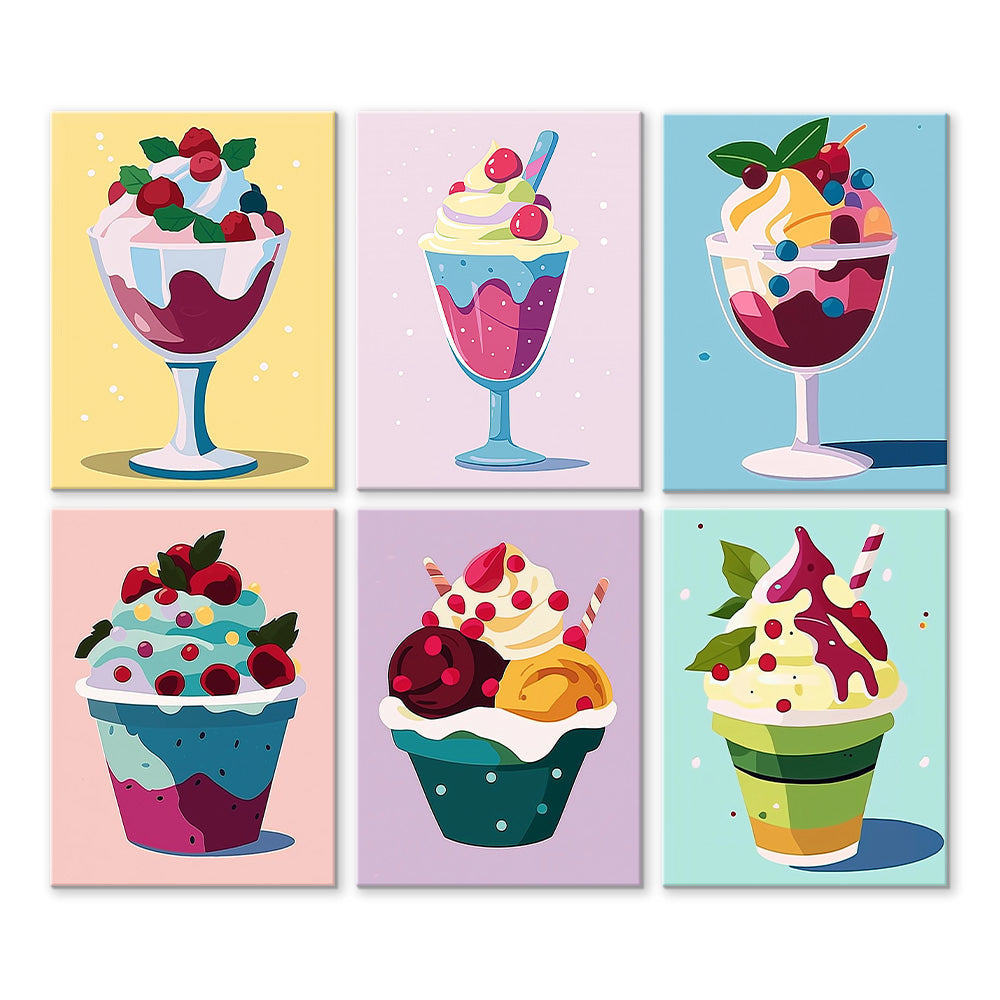Delicious Ice Creams 6 Pieces Mini Paint by Numbers