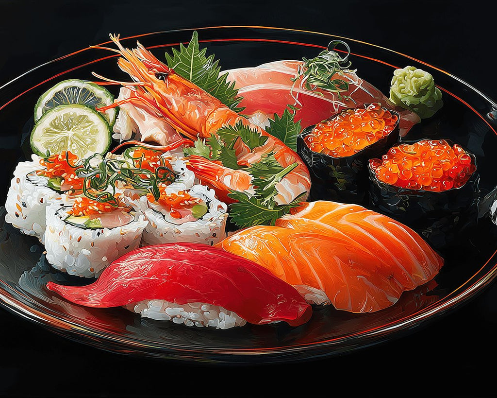 Delicious Seafood Sushi Paint by Numbers
