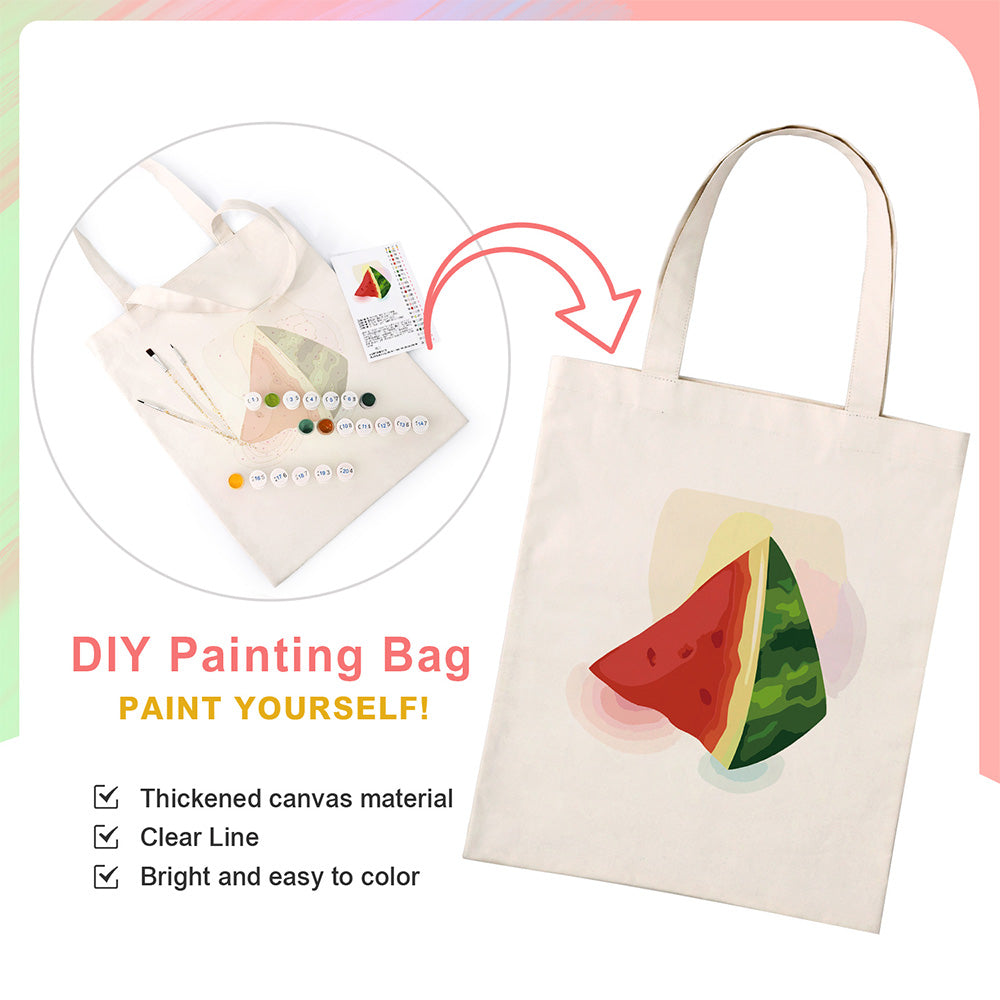 Delicious Watermelon Canvas Tote Bag Paint by Numbers