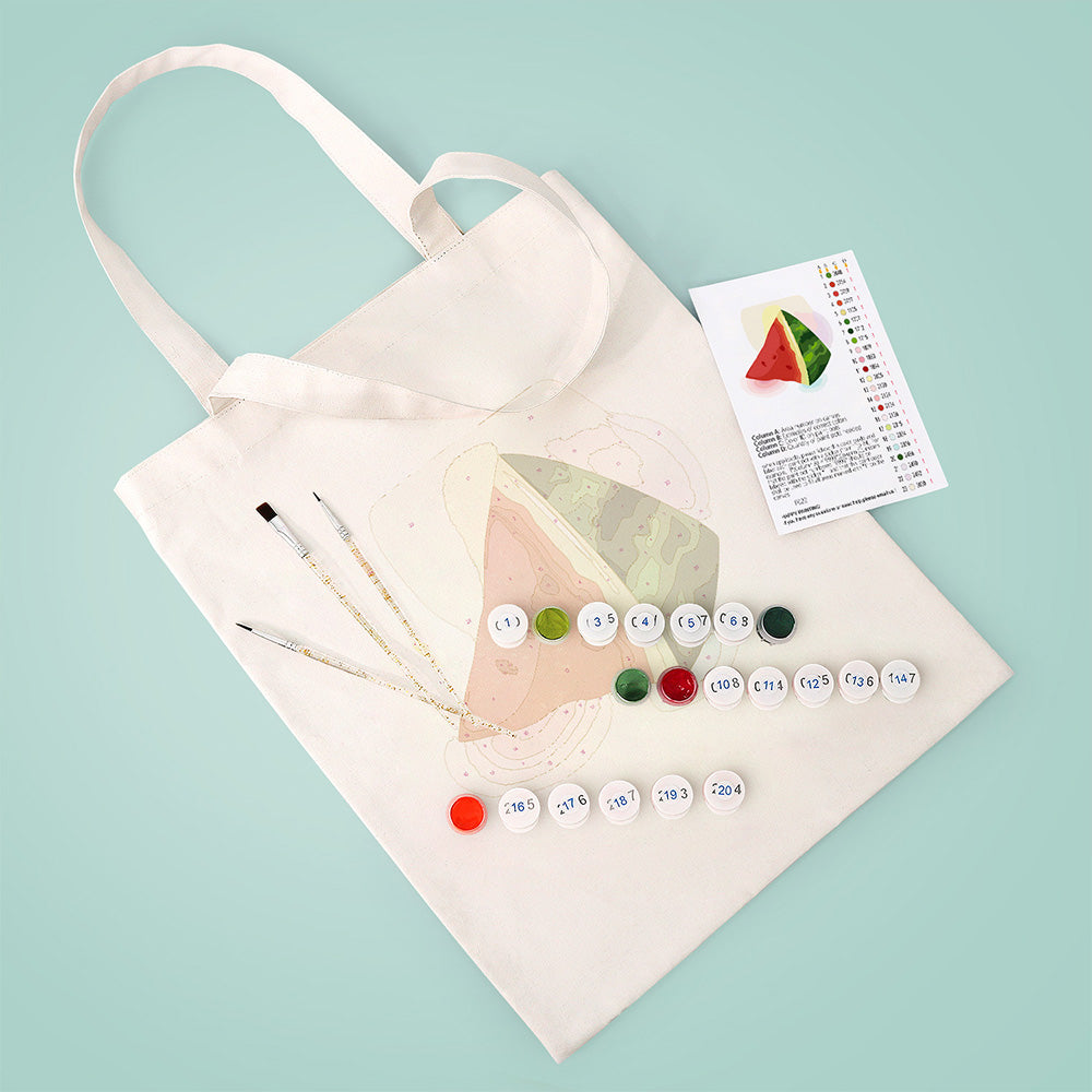 Delicious Watermelon Canvas Tote Bag Paint by Numbers