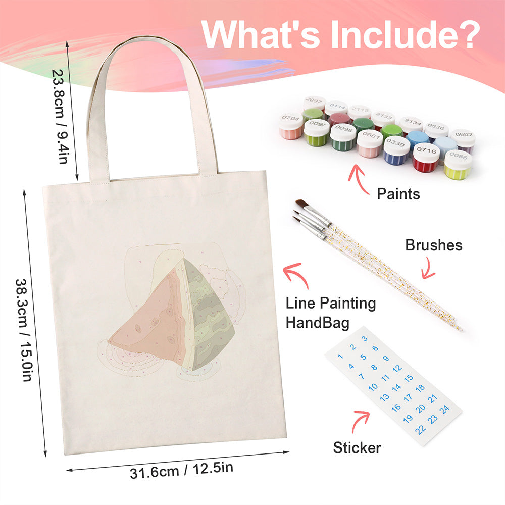 Delicious Watermelon Canvas Tote Bag Paint by Numbers