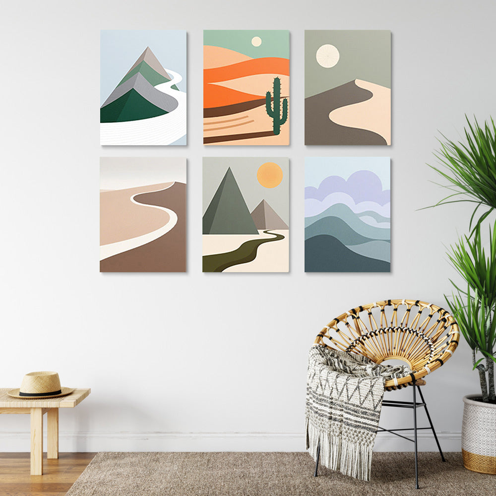 Deserts and Mountains 6 Pieces Mini Paint by Numbers 