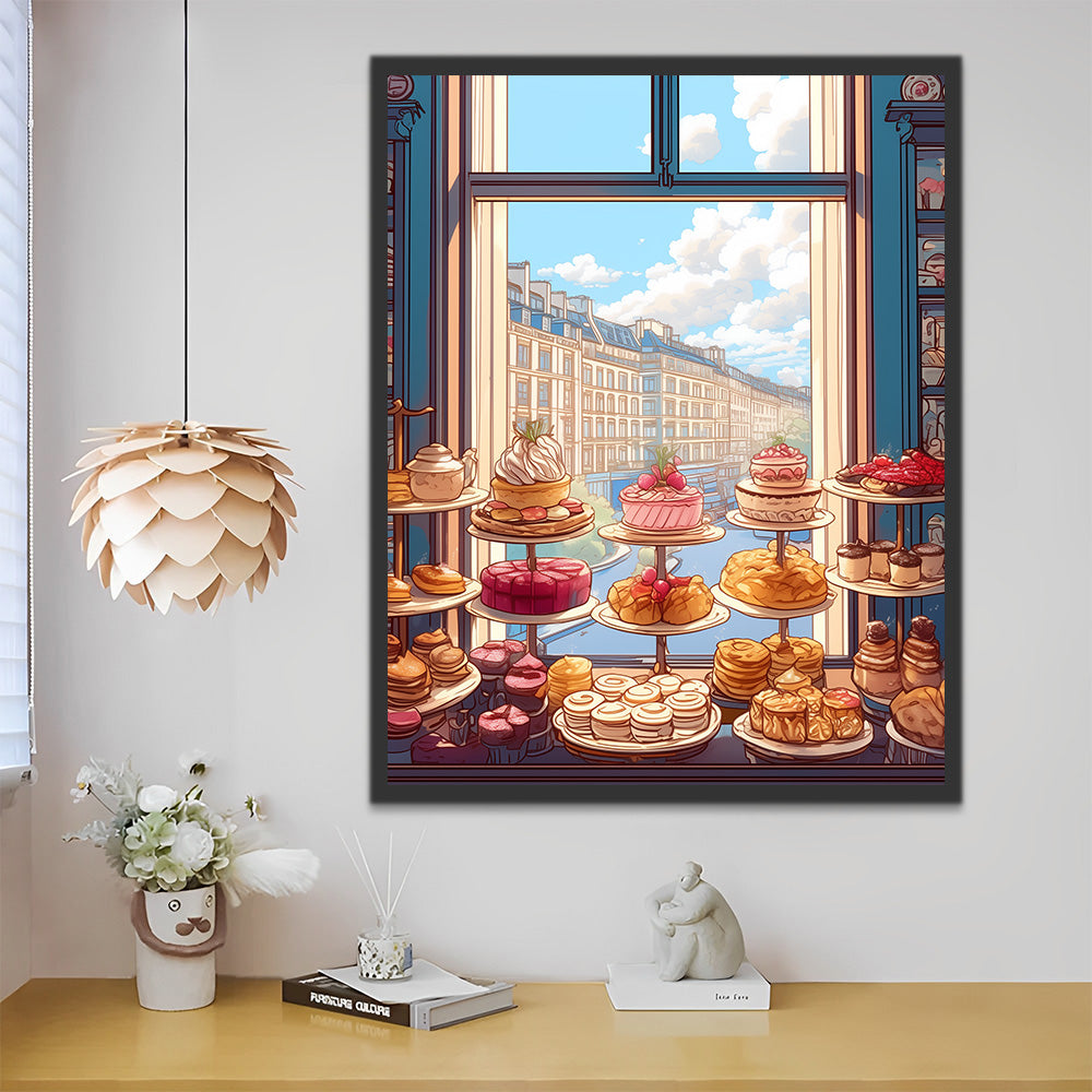 Dessert Shop in the City Paint by Numbers