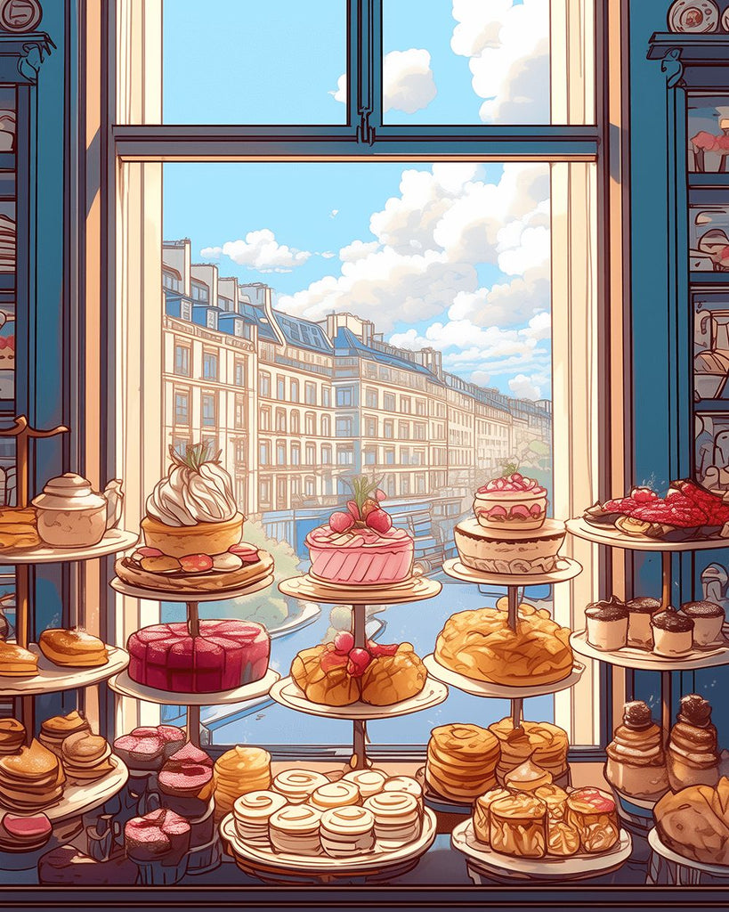 Dessert Shop in the City Paint by Numbers
