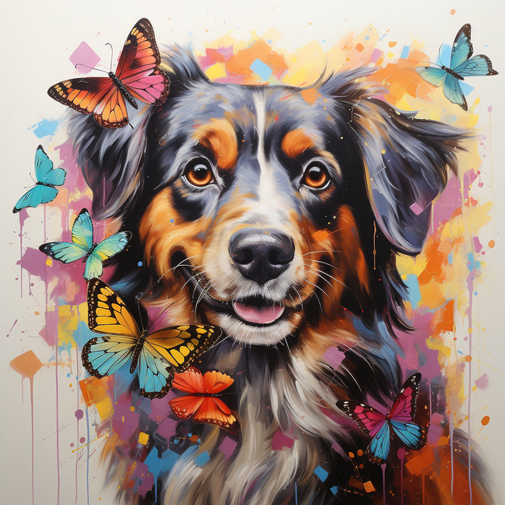 Dog and Butterflies Paint by Numbers