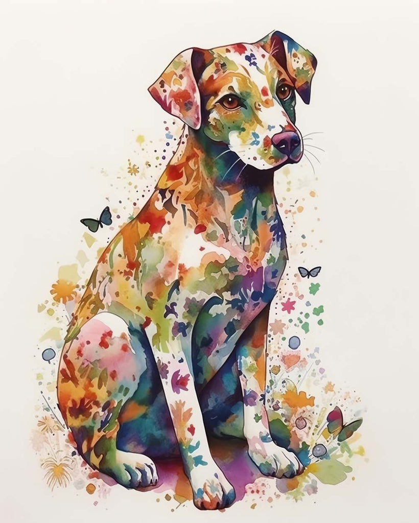 Dog Graffiti Butterflies Paint by Numbers