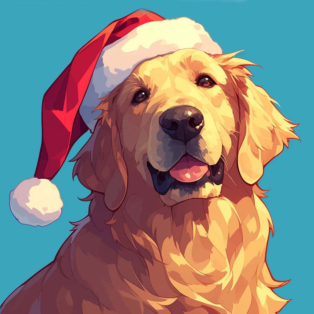 Dog Wearing Santa Hat Paint by Numbers