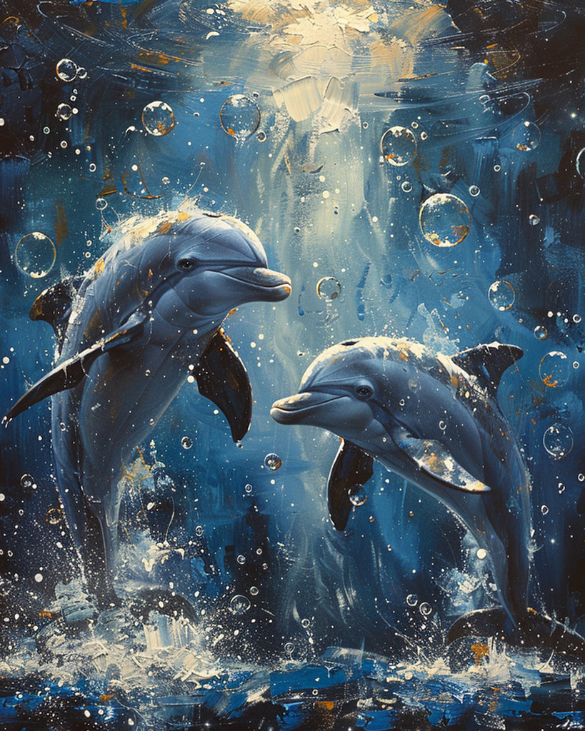 Dolphin Couple under the Sea Paint by Numbers