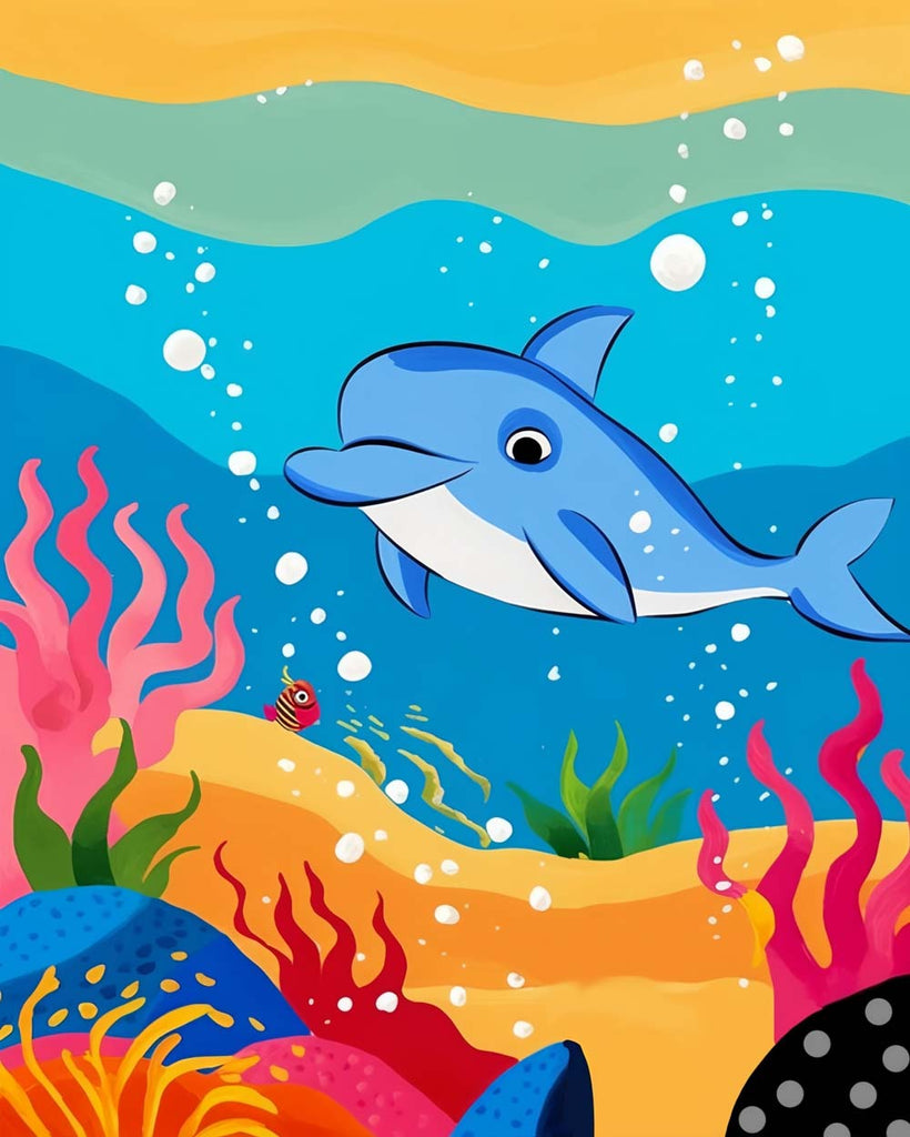 Dolphin in the Sea Paint by Numbers for Kids