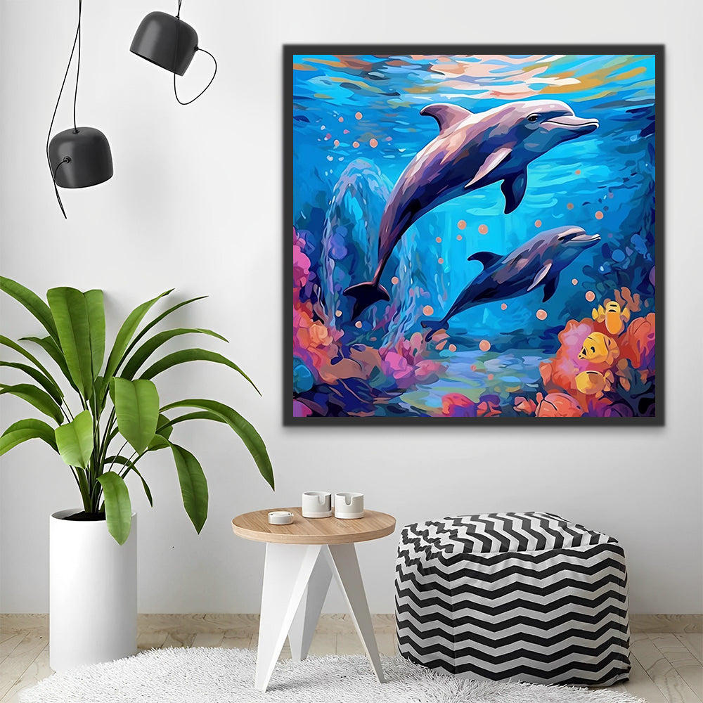 Dolphins in the Sea Paint by Numbers