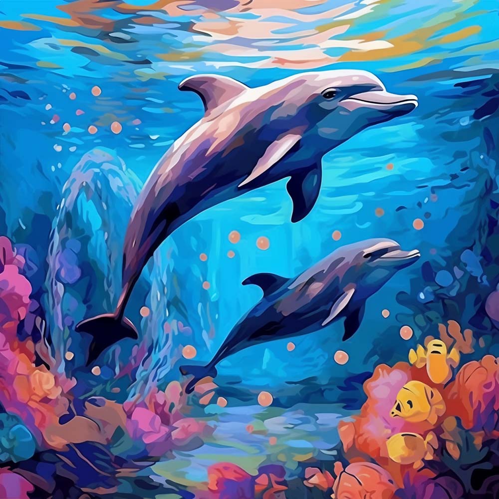 Dolphins in the Sea Paint by Numbers