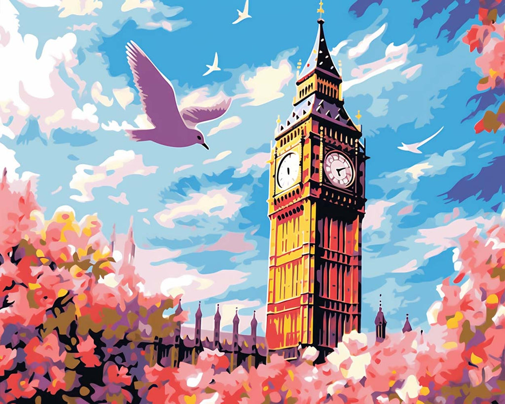 Dove and Big Ben Paint by Numbers