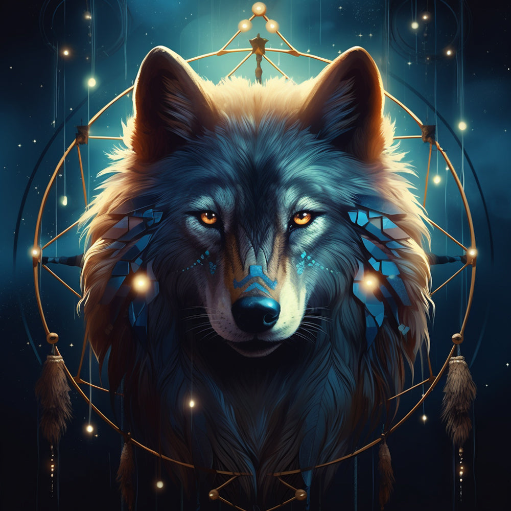 Dreamcatcher and Wolf Paint by Numbers