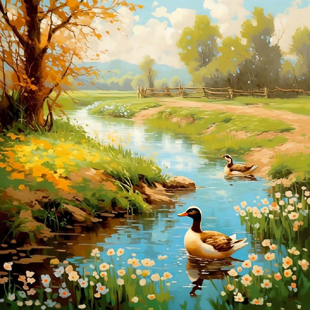 Ducks on the River Paint by Numbers