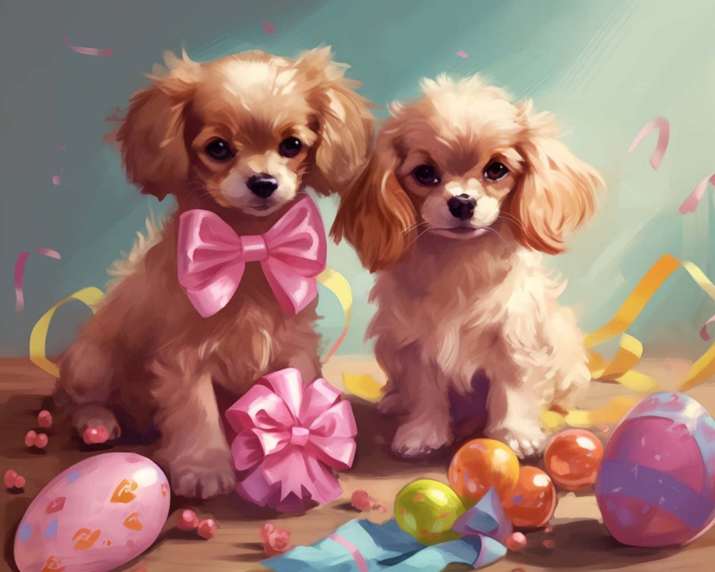 Easter Eggs and Cute Dogs Paint by Numbers