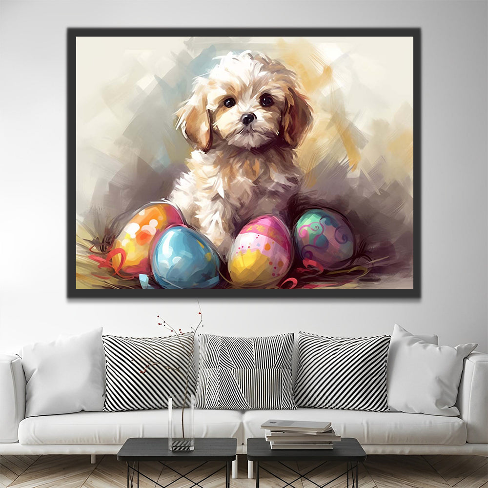 Easter Eggs and Dog Paint by Numbers