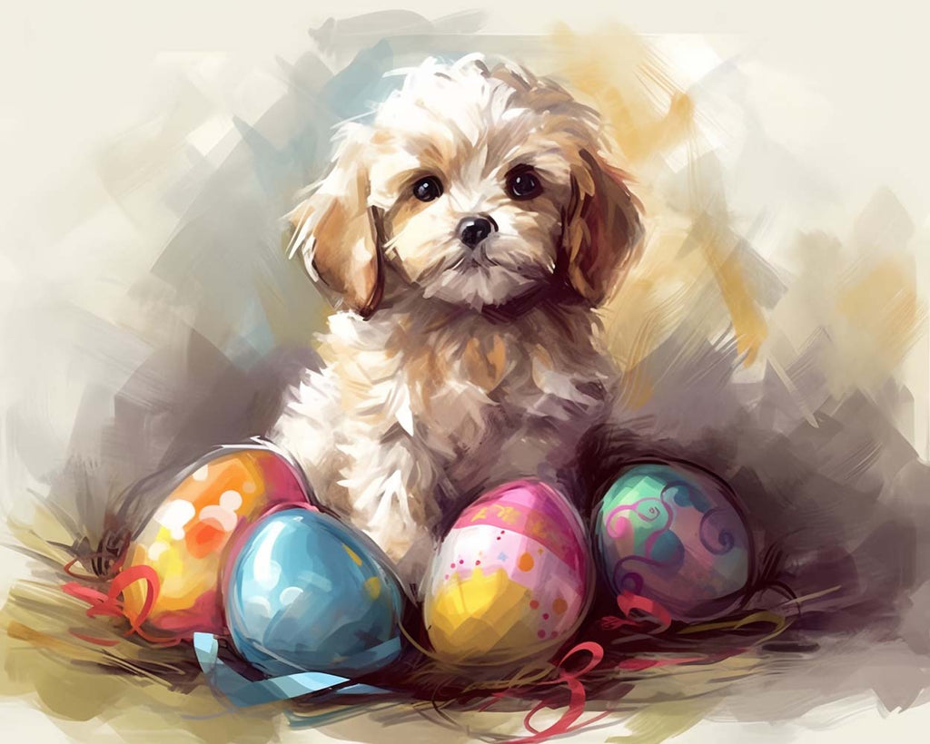 Easter Eggs and Dog Paint by Numbers