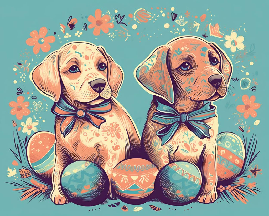 Easter Eggs and Dogs Paint by Numbers