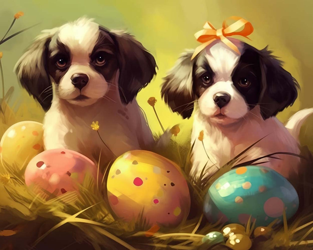 Easter Eggs and Dogs Paint by Numbers