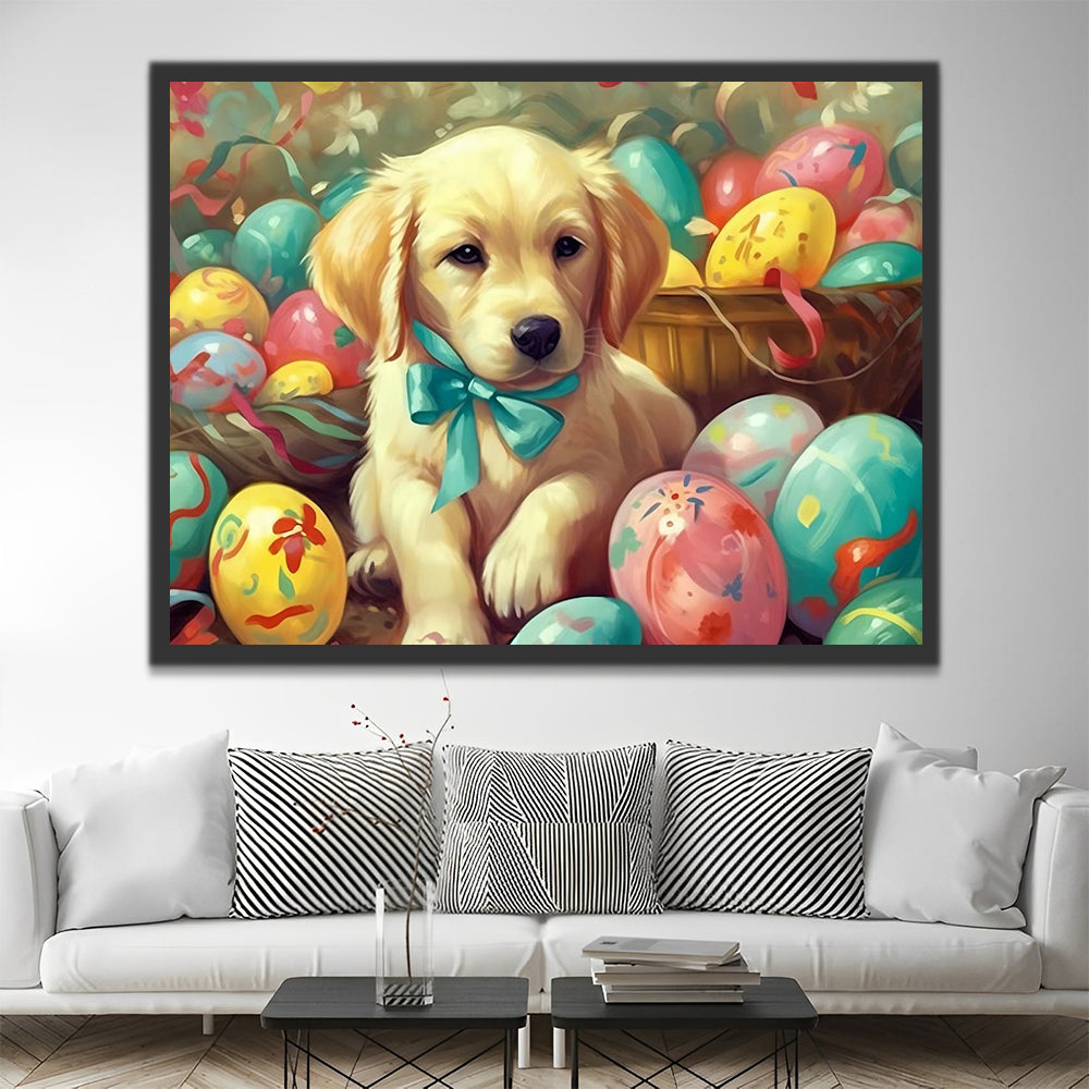 Easter Eggs and Puppy Paint by Numbers