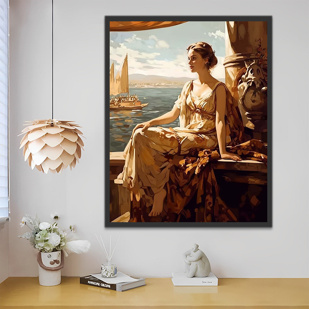 Elegant Woman by the Sea Paint by Numbers