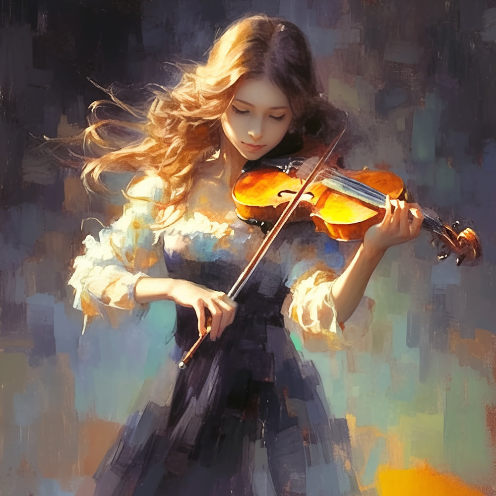 Elegant Woman Playing Violin Paint by Numbers