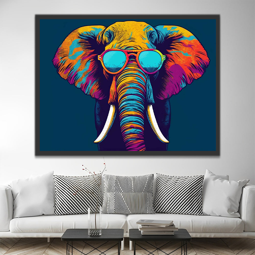 Elephant wearing Glasses Paint by Numbers