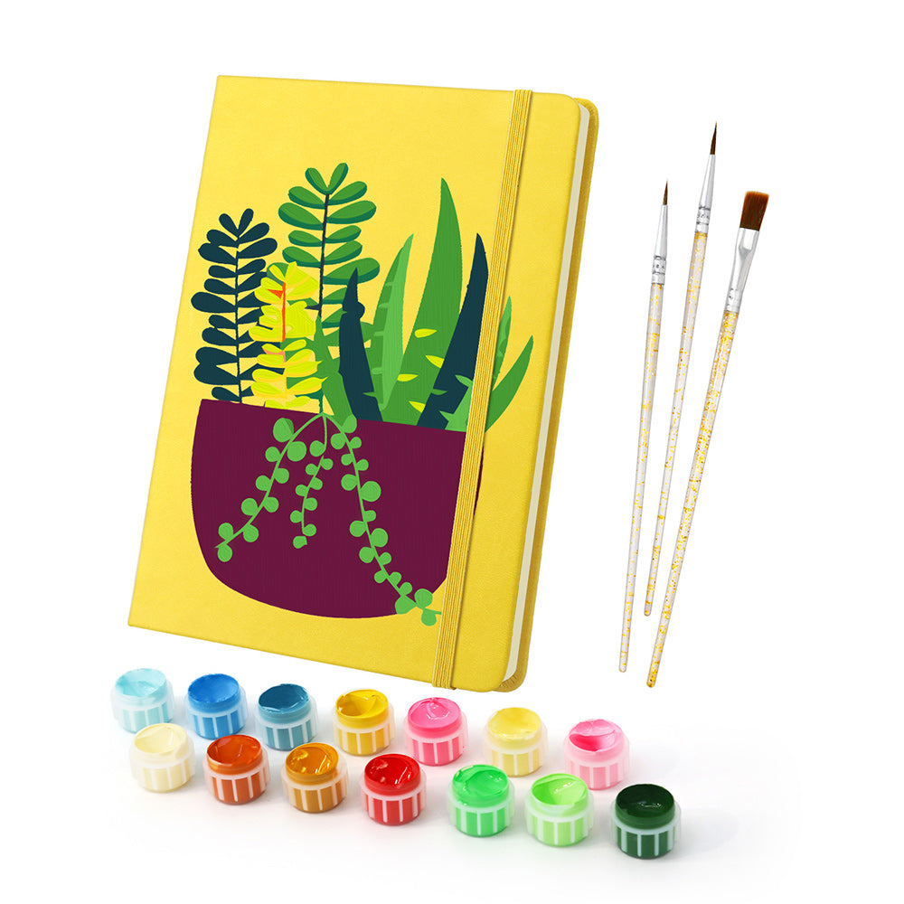 Emerald Green Potted Plants Notebook Paint by Numbers