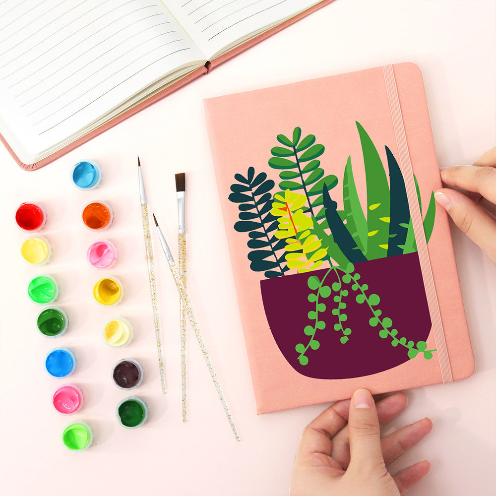 Emerald Green Potted Plants Notebook Paint by Numbers