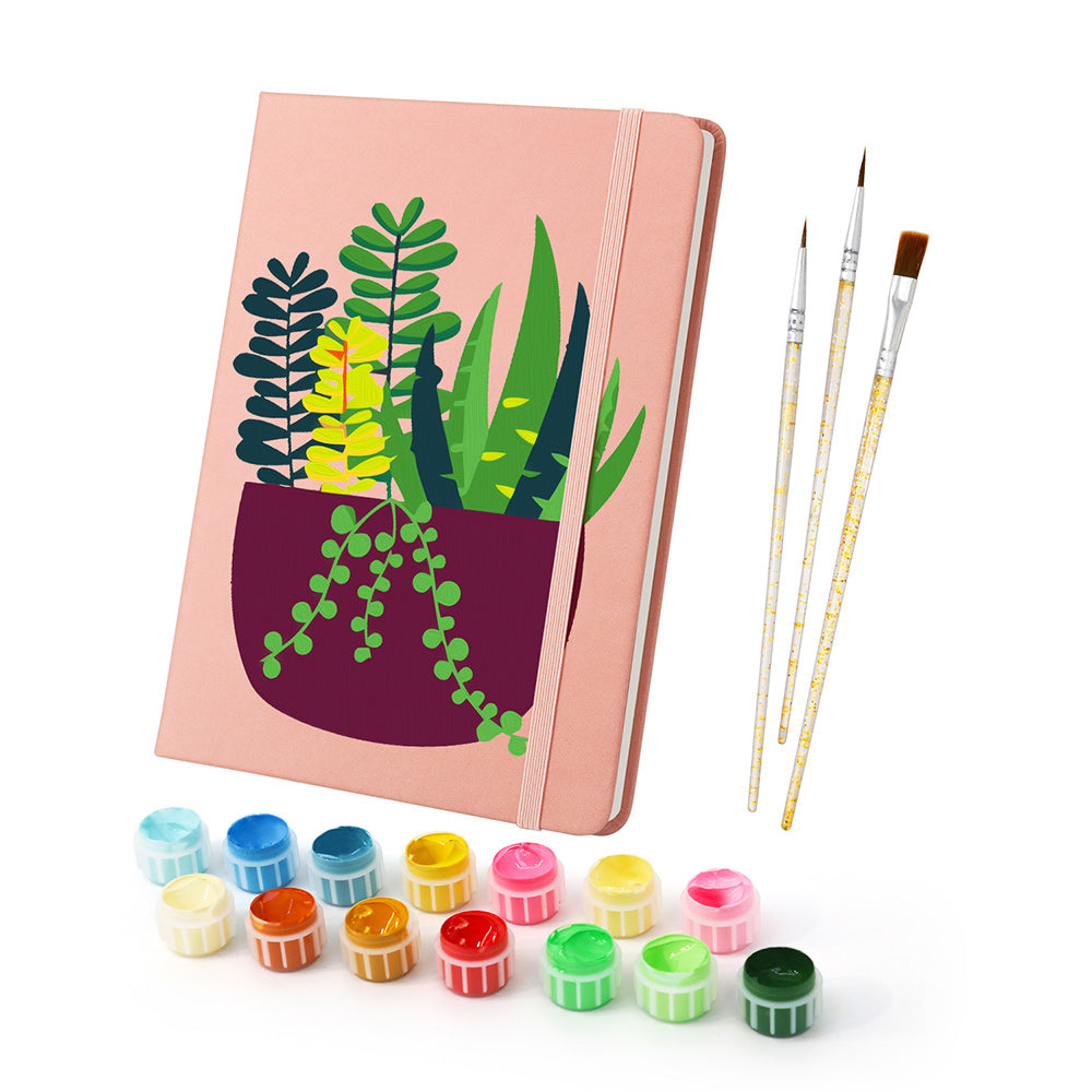 Emerald Green Potted Plants Notebook Paint by Numbers