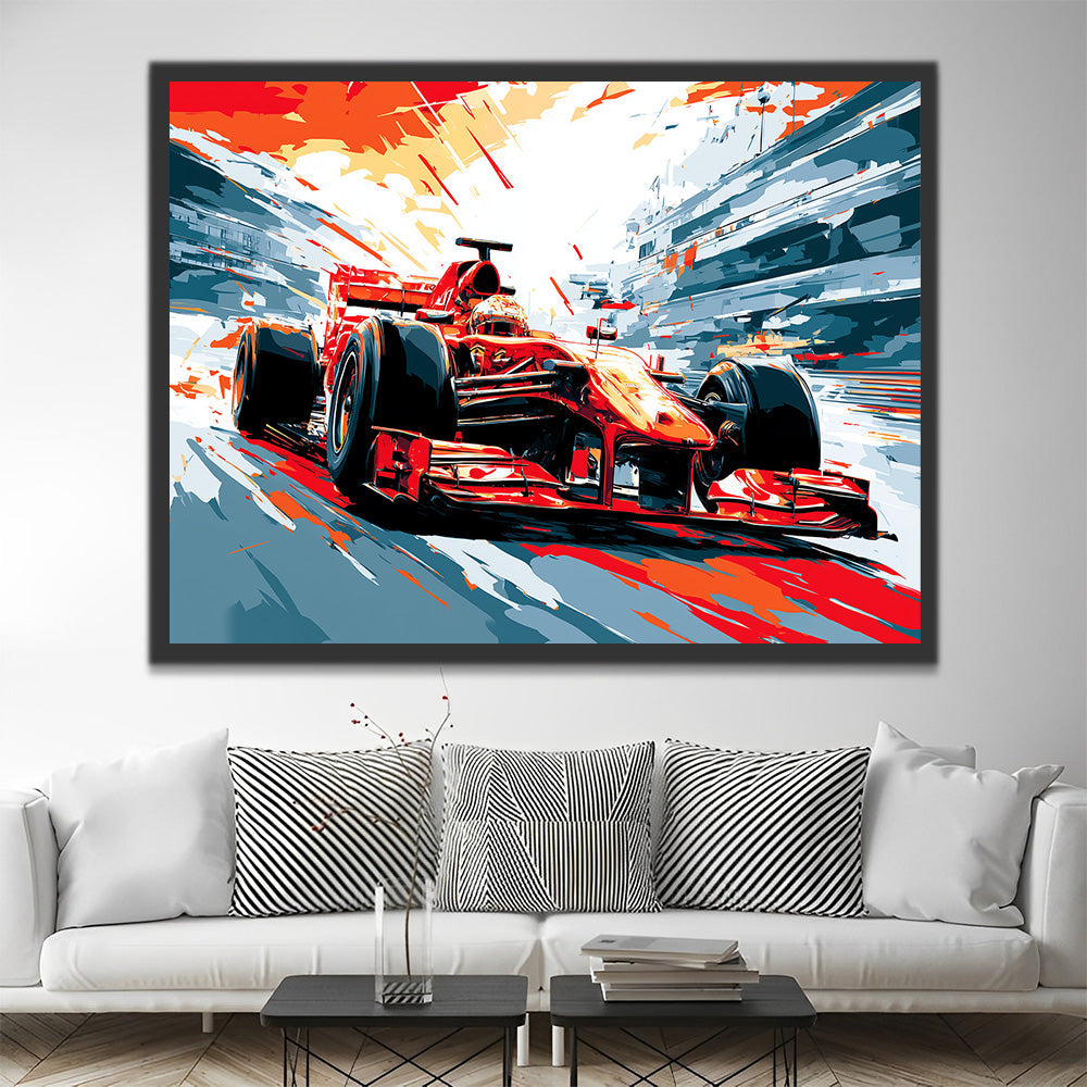 Exciting Red Racing Car Paint by Numbers