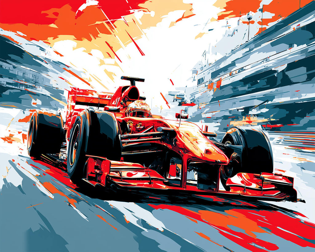 Exciting Red Racing Car Paint by Numbers