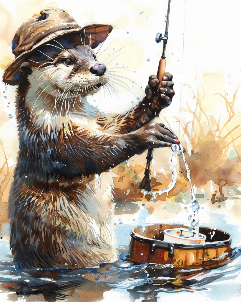 Fishing Otter Paint by Numbers