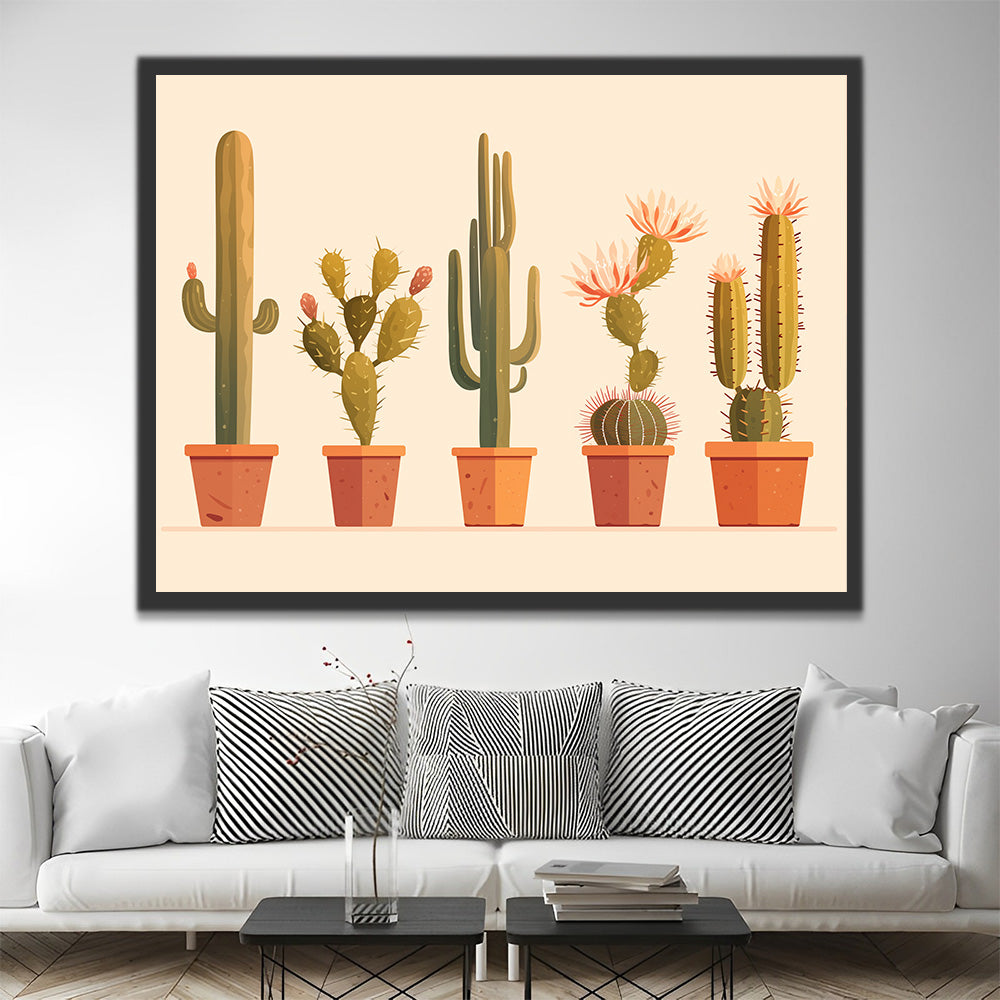 Five Pots of Cactus Paint by Numbers