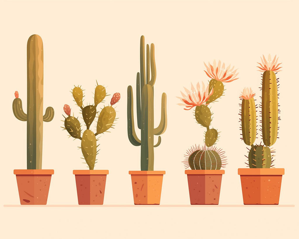 Five Pots of Cactus Paint by Numbers