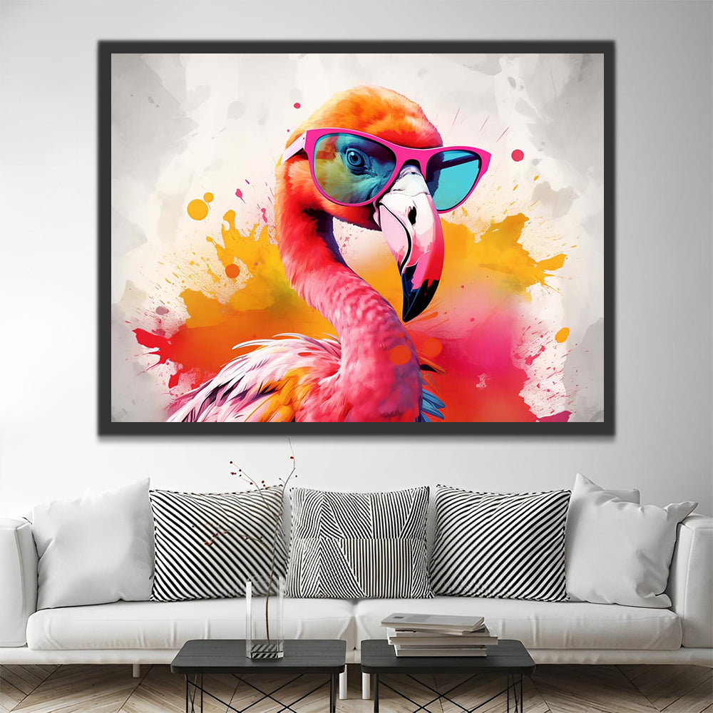 Flamingo with Glasses Paint by Numbers