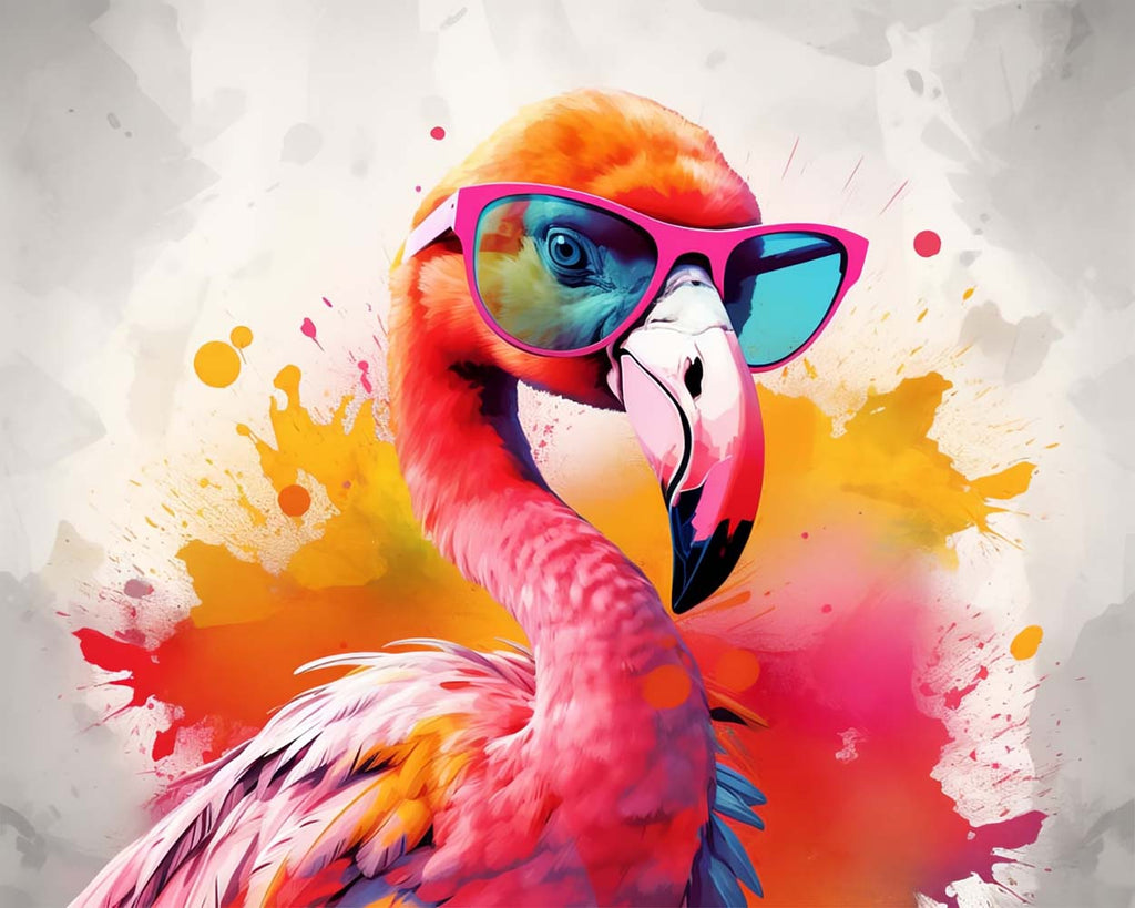 Flamingo with Glasses Paint by Numbers