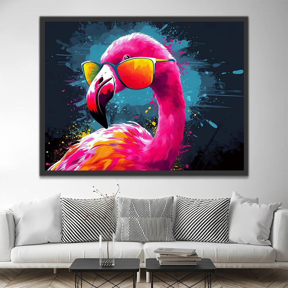 Flamingo with Sunglasses Paint by Numbers